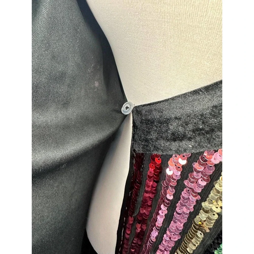 Lulu's Pretty Prismatic Rainbow Striped Sequin Midi Robe Dress TS Era's Style S - Picture 6 of 15
